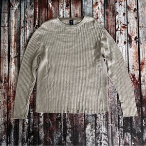 GAP Ribbed Knit Gray Beige Sweater